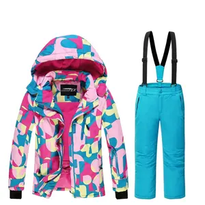 Kleurrijke Waterdichte Winter Dragen Kinderen Skiën Pak Meisje Sneeuw Sportkleding Kid Snowboard Kleding