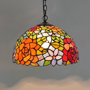 12 inch ánh sáng mặt dây chuyền Tiffany phong cách kính màu đỏ tăng Trần treo đèn nhà hàng, nhà bếp, quán cà phê, đèn chùm chiếu sáng - Product Image 1