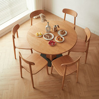 Table à manger du milieu du siècle Table de cuisine vintage en bois massif avec pied rustique et café