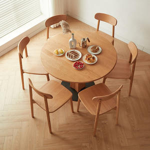 Table à manger du milieu du siècle Table de cuisine vintage <span class=keywords><strong>en</strong></span> bois massif avec pied rustique et café - Product Image 5