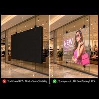 Écran LED transparent haute transparence, affichage LED à vision traversante, vitrine publicitaire numérique pour devanture de magasin