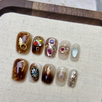 Cadeaux en dropshipping, patchs pour ongles HA, vente en gros, produit fini, manucure courte, autocollants pour ongles amovibles, faits à la main, portables
