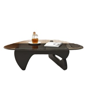 Tempered Glass Coffee <b>Table</b> Solid Wood Top Modern Minimalist Design Living Room Furniture - Product Image 1