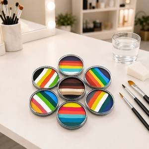Kit de Pintura Facial Redonda de 7 Colores al por Mayor, Set de Arte Corporal a Base de Agua de un Solo Trazo <span class=keywords><strong>con</strong></span> Logotipo Personalizado OEM para Niños - Product Image 2