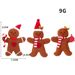 Figuras de decoración navideña de pan de jengibre, pequeñas piezas colgantes, accesorios para árbol de Navidad, 3 piezas