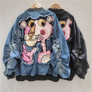 <span class=keywords><strong>Giacca</strong></span> <span class=keywords><strong>Oversize</strong></span> da <span class=keywords><strong>Donna</strong></span> Casual in <span class=keywords><strong>Denim</strong></span> Lavato con Cartoni Animati, Colorata e Pesante, Stile Chic alla Moda Primaverile, Novità 2025 - Product Image 1