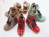 Sepatu Bot Anak Perempuan, Sepatu Bot Tumit Pergelangan Kaki Cetak Sapi Anak Barat Kustom, Sepatu Bot Glitter untuk Anak Perempuan