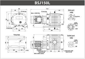 Pompa per vuoto industriale Roots personalizzata in lega di alluminio raffreddata ad <span class=keywords><strong>acqua</strong></span>, ad alta efficienza energetica, BSJ150L 500-600m³/h - Product Image 3