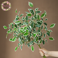 Vente en gros de feuilles de ficus artificielles de 80 cm, branche à toucher réel, fausse feuillage de banian, tiges vertes pour la décoration de la maison, du jardin et des mariages