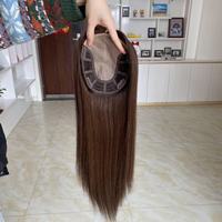 Huiruhair Perruques en dentelle de luxe européennes à base de cheveux humains vierges blonds doux à brins fins, avec dessus en soie, 6 pouces, courtes, avec frange Remy, transparentes