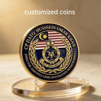 Koin Peringatan Tradisional Antik Berlapis Emas dari Paduan Seng dengan Ukiran Enamel untuk Peringatan Layanan Publik