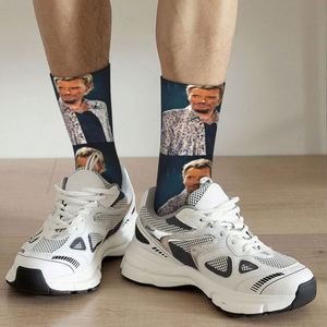 <span class=keywords><strong>Chaussettes</strong></span> personnalisées mignonnes pour hommes Johnny Hallyday, unisexes, <span class=keywords><strong>chaudes</strong></span> et confortables, imprimées en 3D, avec image du chanteur pop français - Product Image 5