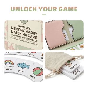 Jeu de cartes de mémoire format voyage, jouet éducatif portable pour enfants et adultes, impression couleur, coins carrés - Product Image 3
