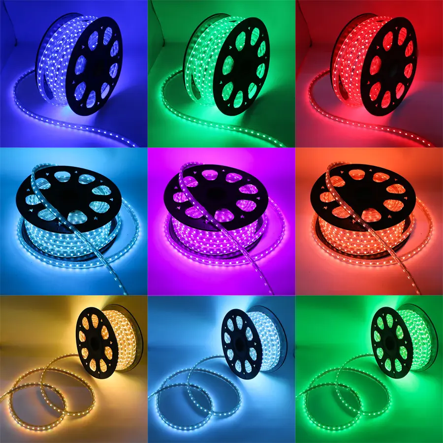 Ac110 V Flexibele Waterdichte Outdoor Hoogspanning Led Strip Smd 5050 2835 Tuya Rgb 100M 220V Led Strip Licht