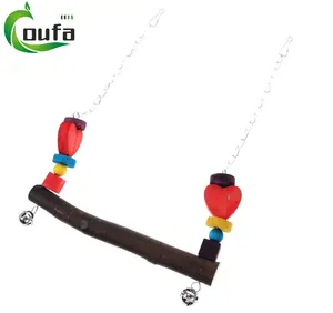 Wholesale Bird Pet Accessories Natural wood Bird Parrot Stand Swing Perch Toys For Sale