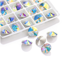 Strass pointu rond multicolore Selina Crystal K9 pour accessoires vestimentaires, nail art, chaussures, sacs, robes de mariée