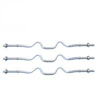 TOPTONS Fitness 120cm Super EZ Triceps Curl Barbell Bar Avec Spin Colliers Tige Courbée En Acier Chrome Poids Fileté Standard Bar
