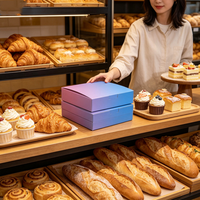 Boîte à dessert rose et bleu dégradé, boîte en carton carrée pliable pour mini gâteaux, macarons, pâtisseries, friandises de mariage et d'anniversaire