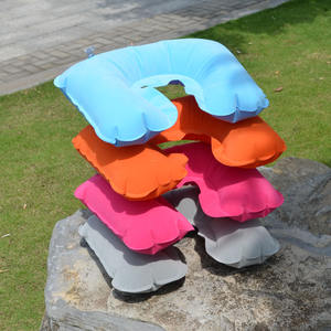 Oreiller de voyage gonflable en forme de U, 28x28x14cm, multicolore, portable, léger, pour le camping, soutien du cou - Product Image 1
