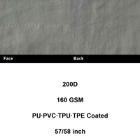 Tissu 100 % nylon OEM 200D 160GSM coupe-vent, résistant aux déchirures, écologique pour sacs de voyage, sacs à dos d'extérieur avec revêtement PU/PVC/TPU/TPE