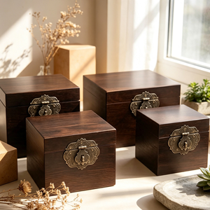 Caja de Regalo de Madera de Pino con Corte Láser Personalizado, con Tapa con Bisagras, Caja de Almacenamiento de Arte Popular, Embalaje para Recuerdos Navideños, Impresión de Logotipo OEM - Product Image 1