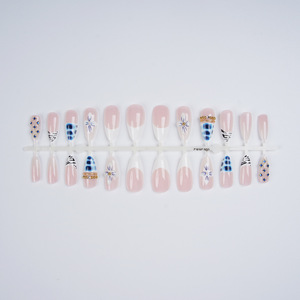 เล็บปลอมสีฟ้าลายดอกไม้ รุ่นโทนเย็น สำหรับตกแต่งเล็บและทำเล็บ - Product Image 4