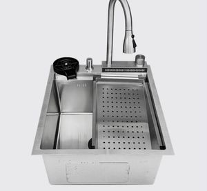 <span class=keywords><strong>Petit</strong></span> robinet de pluie à <span class=keywords><strong>cascade</strong></span> SUS en acier inoxydable 304 doré et noir de 20 pouces, évier de cuisine à bol unique fait à la main - Product Image 5