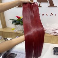 Extensions Vietnamiennes de Haute Qualité Rouge Feu Rose 100% Cheveux Vierges Remy Double Trame Teinture Plus Foncée Prêtes pour Femmes Noires Vente en Gros
