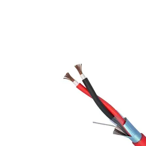 Cable de sistema de alarma contra incendios 2C 18awg 1.0mm2 Conductor de cobre sólido Chaqueta de Pvc roja blindada