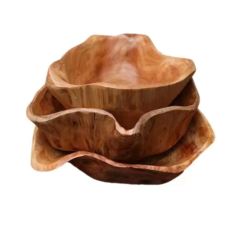 Fabrik direkt Cunninghamia Lanceolata Holz Salats ch üssel Handgemachte natürliche unregelmäßige Kreativität Carving Bowl Vintage Teigs chale