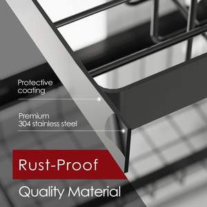 צלחת כיור ייבוש מתלה קיבולת גדולה נירוסטה מתלה צלחת נירוסטה מתלה רב תכליתי לסביבה מלבני - Product Image 5