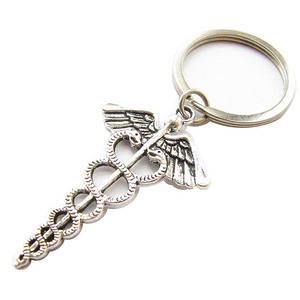 Fabricant de porte-clés en alliage de zinc, porte-clés personnalisés avec symbole de secours, porte-clés médicaux pour médecins et infirmières, porte-clés 3D en métal <span class=keywords><strong>caducée</strong></span> serpent - Product Image 2