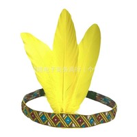 Coiffe de chef africaine de style ethnique, avec plumes, motif écossais et forme de feuille, accessoire pour cheveux, Halloween