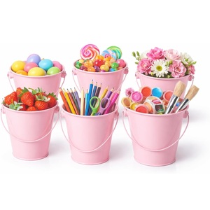 Cubo de Metal Pequeño Color Pastel, Mini Cubo Metálico Vintage, Maceta Artesanal de Hojalata para Manualidades, Regalo, Paquete de Recuerdos para Fiestas - Product Image 6