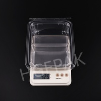 Boîte d'emballage alimentaire transparente en plastique PET/RPET jetable à 2 compartiments de 8 oz avec bande de déchirement pour noix, biscuits et produits de boulangerie