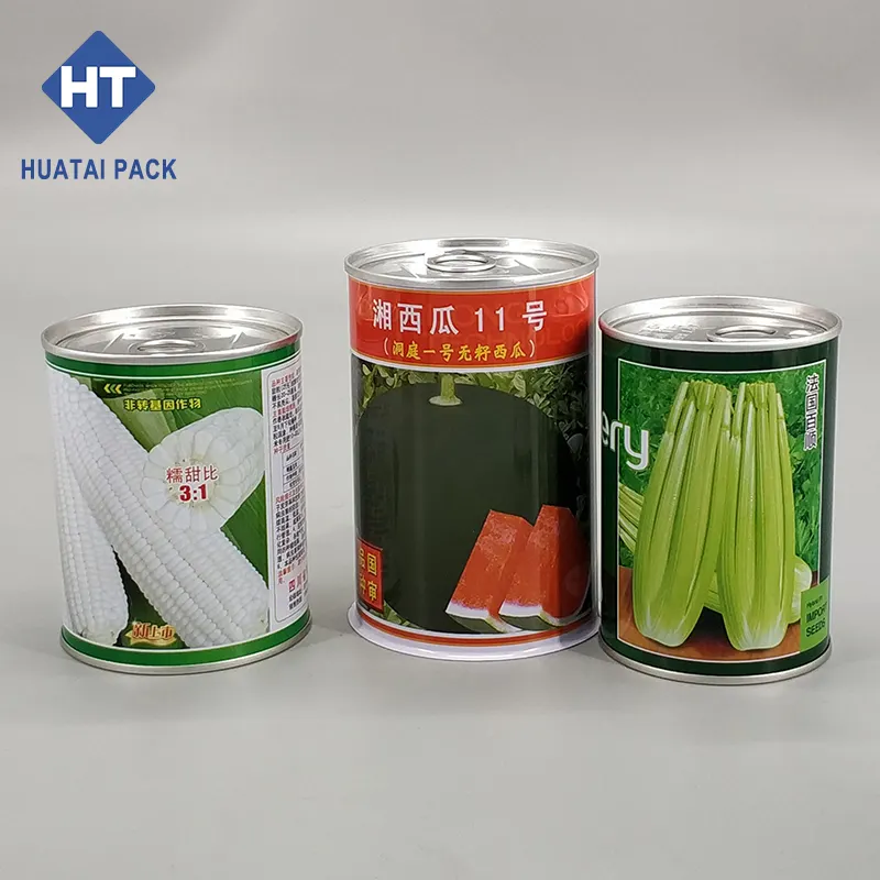 Lata com tampa para embalagem de sementes de vegetais, lata vazia de alta qualidade com tampa fácil de abrir
