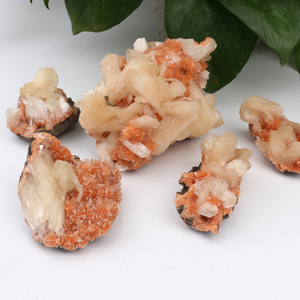 Natural Orange Indian Apophyllite and Stilbite Zeolite Cluster Crystal Mineral Specimens - Product Image 2