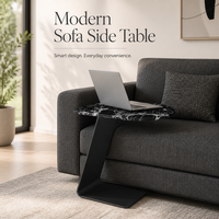 Table d'appoint moderne GOLDKING pour salon, style Napoléon, en marbre noir, base cantilever en métal noir, polie à la main, OEM ODM Direct