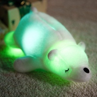 Boneka Beruang Kutub LED Menyala, Mainan Beruang Arktik Putih Lembut Bercahaya, Boneka Bercahaya untuk Dekorasi Kamar Tidur Anak