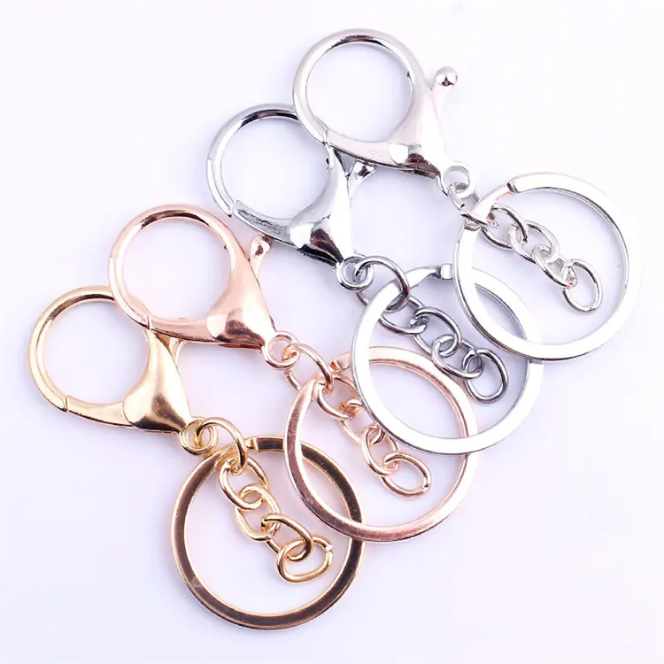 Factory Price 30mm Key Chains Key Rings Round gold silver color Lobster Clasp Keychain Diy key chain