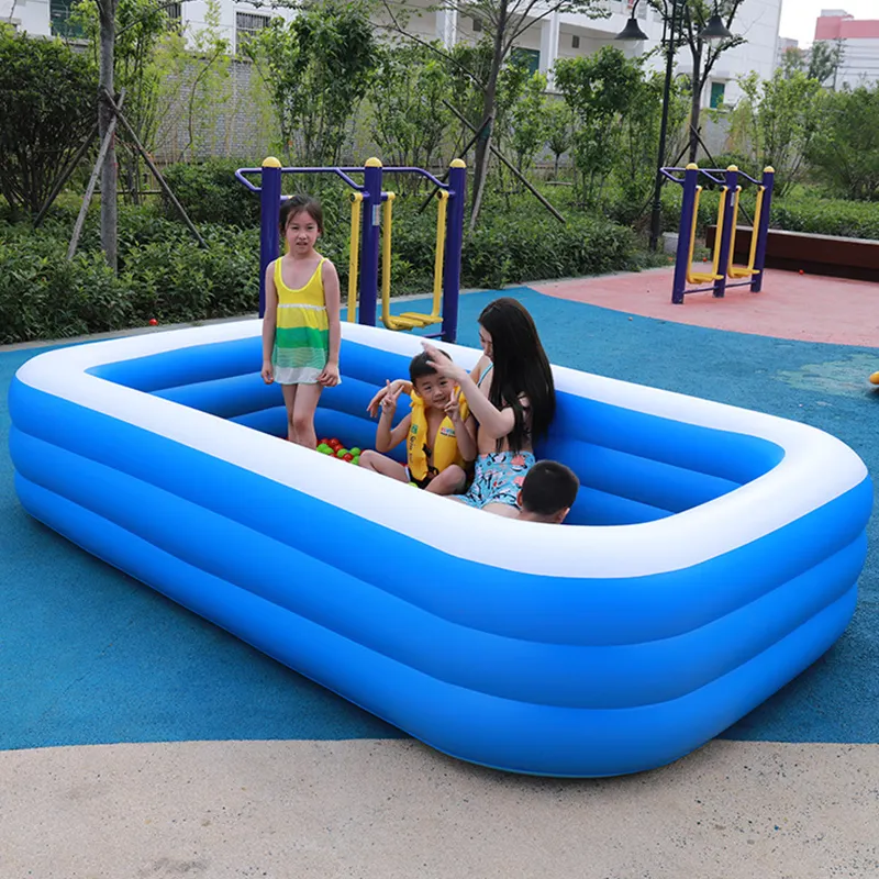 Piscine gonflable Durable de 120 à 380CM, piscine rectangulaire d'été pour enfants et adultes