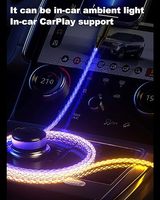 Kabel data bercahaya rgb, kabel data Tipe c gradien led pengisian daya usb a ke Tipe c untuk ponsel