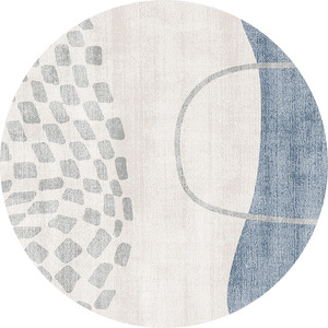 Alfombra redonda de arte moderno para sala de estar, imitación de cachemira, alfombra de suelo con borde de 1cm de grosor para el hogar, balcón, estudio - Product Image 5