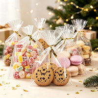 Sacs transparents en BOPP avec attaches torsadées dorées, pochettes cadeaux en OPP pour peluches, bonbons, biscuits, macarons, cadeaux de fête, vente en gros