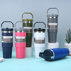 Customized 30oz <b>Large</b> Capacity Double Wall Glass Tumbler Home Use <b>Mug</b> Transparent Straw Lid Cute Cartoon Pattern Back School - Product Image 1