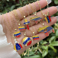 Beliebte Venezuela-Karten-Halskette, Lebendige Flaggenfarben-Emaille, Ideales Nationalfeiertags-Accessoire & Kulturelles Souvenir-Geschenk