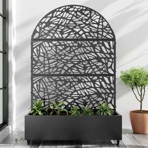 Serie di Vasi per Fiori in Acciaio al Carbonio Nero Opaco, Contenitore per Piante da Giardino Resistente alla Ruggine, Personalizzazione OEM - Product Image 2