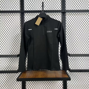 قميص كرة قدم رجالي بأكمام طويلة للربيع والخريف، قميص رياضي بسحاب نصفي للياقة البدنية والجري، قميص خارجي عالي الجودة بياقة عالية - Product Image 2
