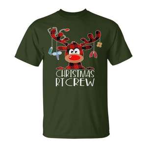 Camiseta de terapeuta respiratoria Buffalo Plaid Deer Christmas RT Crew - Product Image 1
