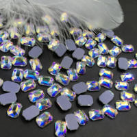 Kristal Rhinestone Bentuk Oktagon AB, Alas Datar, Bentuk Belah Ketupat, Grosir, untuk Kerajinan Pakaian